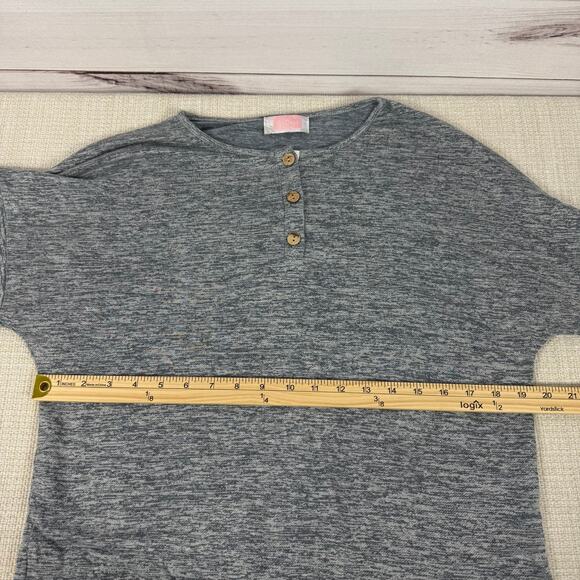 C + D + M Gray 1/4 Button Down Gray Basic Long Sleeve Size M Womens - Picture 5 of 7